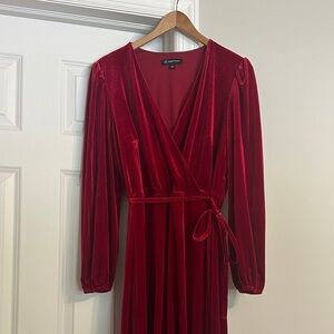 INC International Concepts Red Velvet Long Sleeve Dress